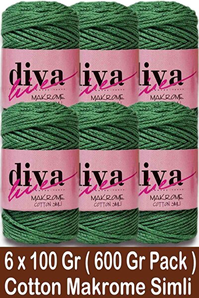 Diva İplik ديفا مكراميه قطن سيملي 1969 أخضر تفاحي (عبوة من 6 قطع)