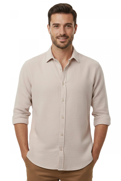 Rizz up Beige Modal Fabric Lycra Comfortable Fit Wrinkle-Free Iron-Free Men's...