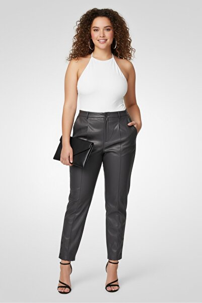 The Giving Movement Women Skinny Fit Solid Straight Leg Pants, Dark Grey