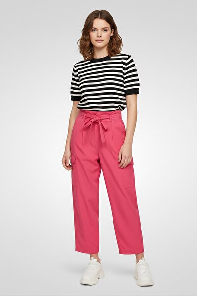 PROMOD Women Regular Fit Solid Straight Pants, Pink