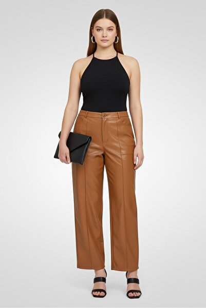 The Giving Movement Women Regular Fit Solid Straight Pants, Brown