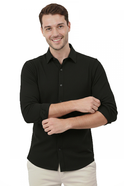 Rizz up Black Modal Fabric Lycra Comfortable Fit Wrinkle-Free Iron-Free Men's...