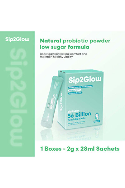 sip2glow مسحوق بروبيوتيك فوري من سيب تو جلو | 56 وحدة تشكيل مستعمرة، 37 سلالة...