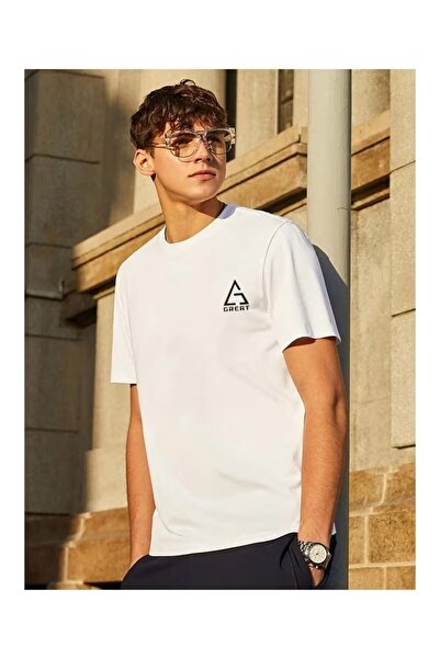 Massgai Unisex Great Triangle Printed Oversize 100% Cotton T-Shirt