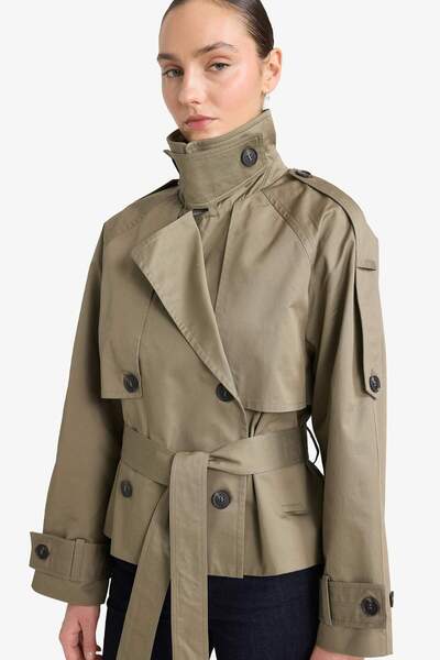 DeFacto Regular Fit Tuxedo Collar Cotton Trench Coat G0749Ax26Sp