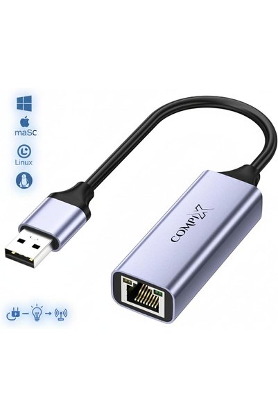 Compix USB 3.0 to Ethernet Adapter (RJ45 LAN) – Gigabit 1000 Mbps with LED & Aluminium Shell – C