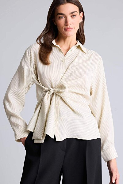 DeFacto Oversıze Çizgili Tencel Gömlek G9800AX26SP