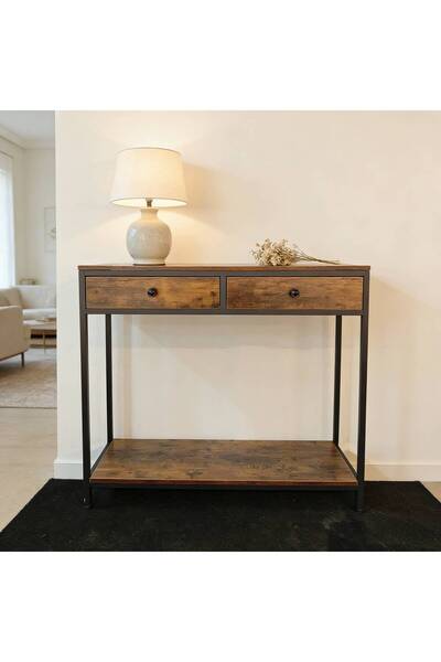 Enjoylifeme طاولة كونسول ضيقة بطول 39.3 بوصة مزودة بدرجين من القماش، وطاولة م...