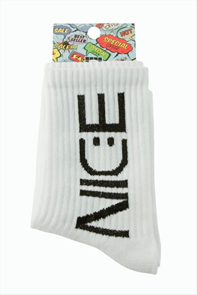 ZERO LAND STOROZAL Nice Written College Socks 8*28 (62312) - Λευκό