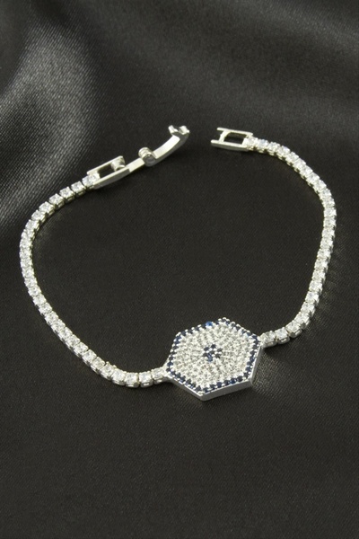 ZERO LAND سوار أطفال من حجر الزركون من STOROZAL مقاس 16 سم - (62926) لون فضي