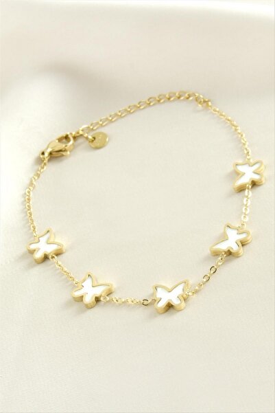 ZERO LAND سوار ستوروزال الفولاذي على شكل فراشة (62504) - أصفر