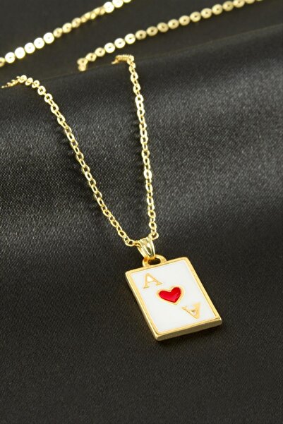 ZERO LAND Storozal Playing Card Enamel Necklace - (71842) Silver Color