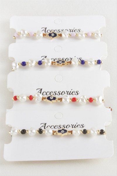 ZERO LAND Storozal Ftm Ana Eli Beaded Pearl Macrame Rope Bracelet (71321) - Red