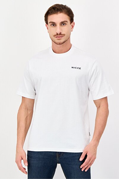 Nicce Men Crew Neck Brand Logo Short Sleeve T-Shirt, White