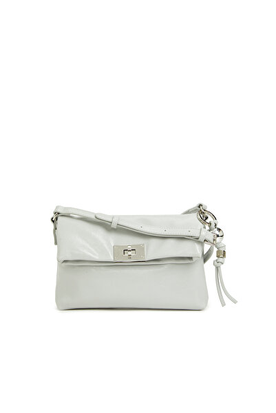 Dıvarese Gri Kilit Detaylı Kadın Deri Çanta