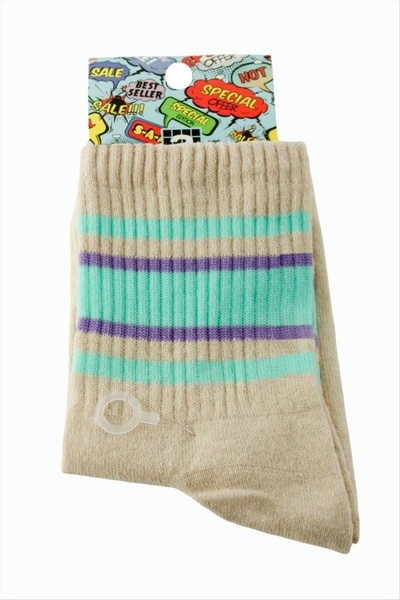 ZERO LAND STOROZAL Ριγέ Κάλτσες Κολεγιακού Τύπου 8*28 - (70846) Γαλακτώδες Καφέ