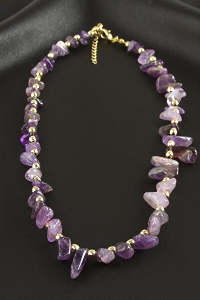 ZERO LAND Storozal Amethyst Cracked Natural Stone Necklace (71138) - Purple