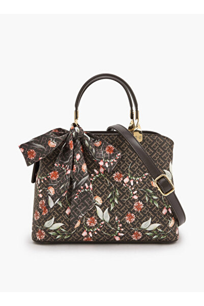 Flora Bella by Shoexpress Floral Monogram Print Tote Bag with Scarf Accent