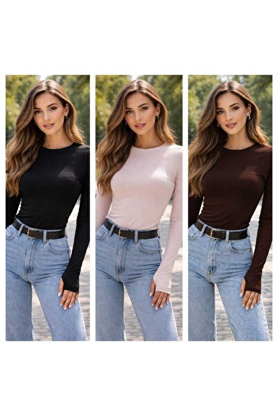 ECK MODA Women's 3-Piece Favorite Colors Finger-Interlocking Full Lycra Flexi...