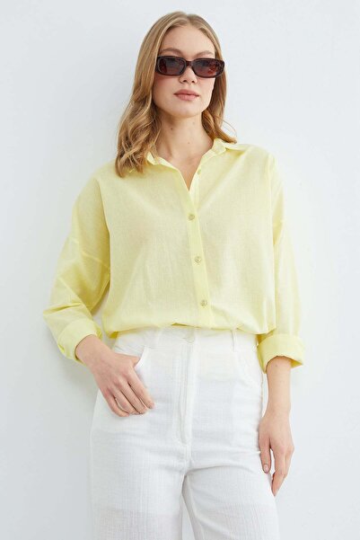 Fulla Moda Basic Linen Look Oversize Shirt