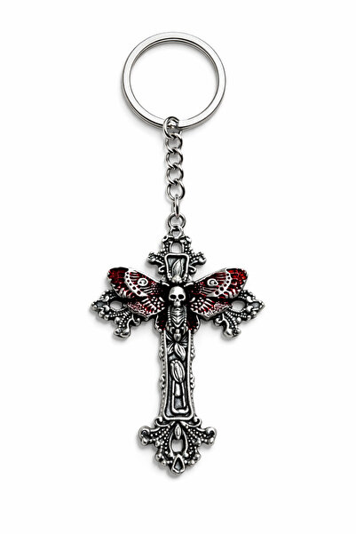 HER ŞEY NOTA www.herseynota.com Red Wing Detailed Skull Figured Cross Keychai...