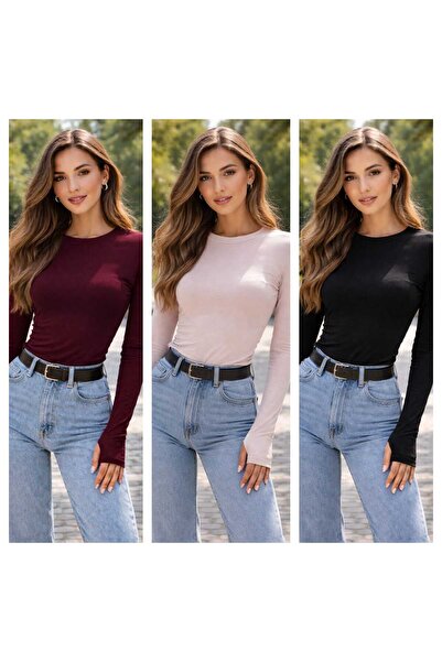 ECK MODA Women's 3-Piece Favorite Colors Finger-Interlocking Full Lycra Flexi...