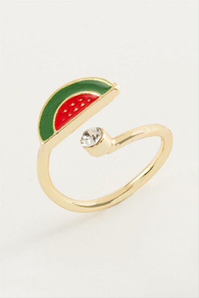 ZERO LAND Storozal Watermelon Enamel and Stone Joint Ring (74925) - Yellow