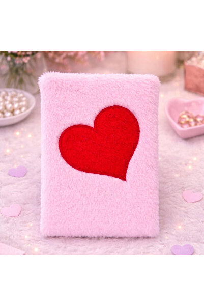 shopwave Pink Plush Notebook with Heart