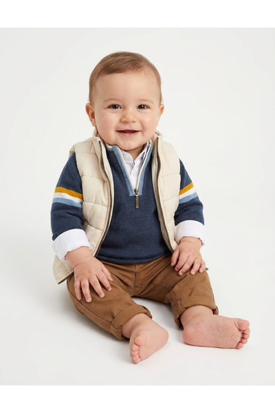 MiniKids Premium suit, 4 pieces, cream-blue-brown