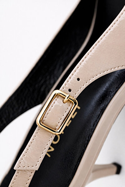 nope21shoess Steel Beige Genuine Heeled Shoes