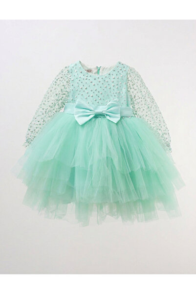 MiniKids Mara tulle dress, green