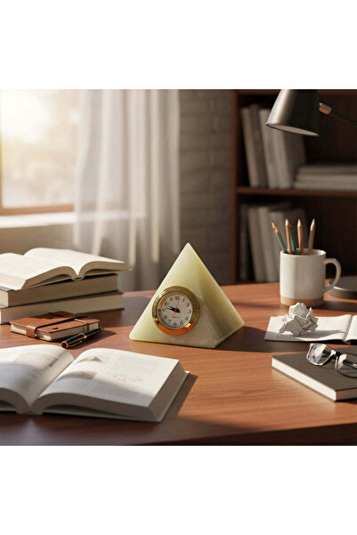 Kheyaal Onyx Pyramid Desk Clock- Size 3 Inches