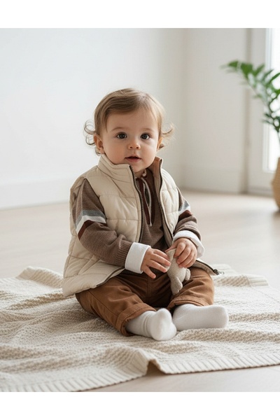 MiniKids Premium suit, 4 pieces, cream-beige-brown