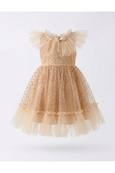 MiniKids Mandy tulle dress, beige