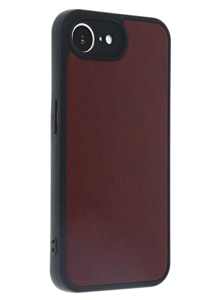 isiltikidsmoda Newface iPhone 16E Case Aras Leather Cover - Claret Red