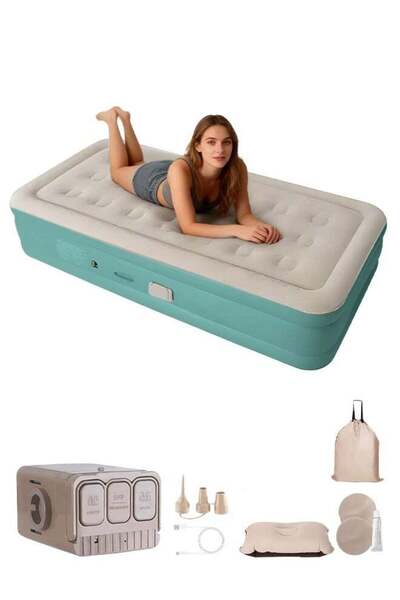 GOG Single Height Air Mattress with Built-in Pump, 5-Min Quick Inflate, Porta...