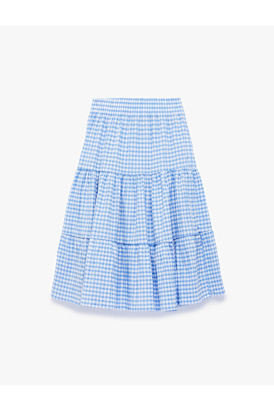 Koton Fusta cu talie elastică, stratificată, cu model cu carouri gingham stra...