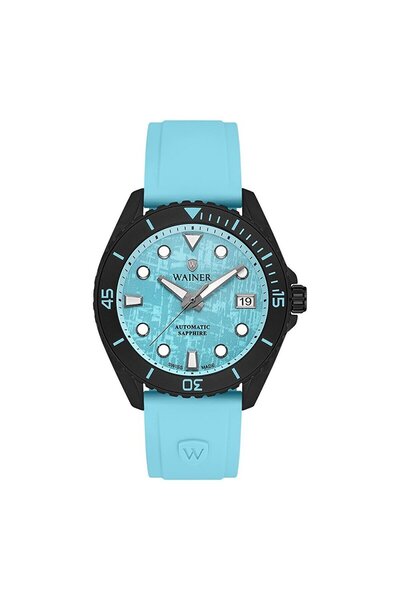 Wainer Erkek Kol Saati Turkuaz Silikon Kordon Turkuaz Kadran 44MM Safir Cam 1...