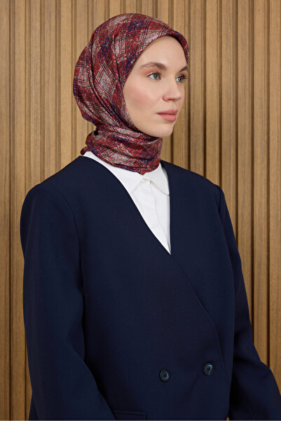 Aker Red 90X90 Silk Crepe Satin Scarf