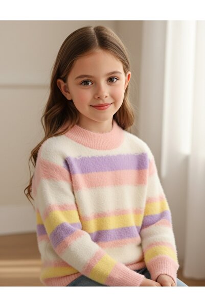 MiniKids Pulover Mohair, Colors, roz-alb-mov