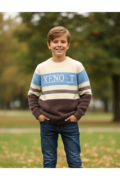 MiniKids Mohair sweater, Xeno-T, white-blue-brown
