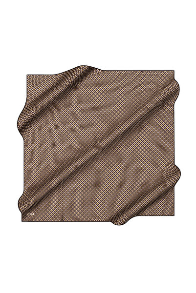 Aker Кафяв шал от копринен креп сатен 90X90