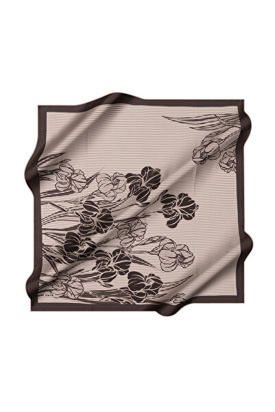 Aker Gray 90X90 Silk Crepe Satin Scarf