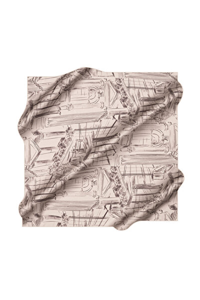 Aker Silver 90X90 Silk Crepe Satin Scarf