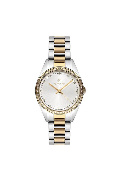 Gant Kadın Kol Saati Altın & Metal Kordon Beyaz Taşlı Kadran 34 MM 5 ATM
