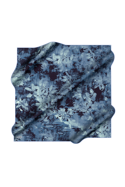 Aker Light Blue 90X90 Silk Crepe Satin Scarf