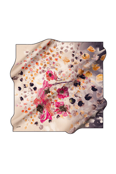 Aker Navy Blue 90X90 Silk Crepe Satin Scarf