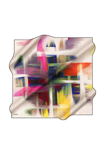 Aker White 90X90 Silk Crepe Satin Scarf