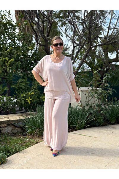 Punta Otantik Nc2161 Italian Sequined Silk Suit Powder