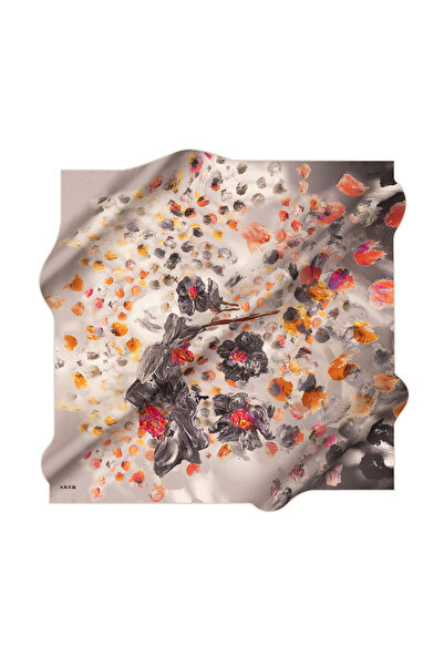 Aker Gray 90X90 Silk Crepe Satin Scarf